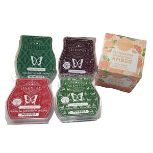 Scentsy Plum Sleigh Ride Cherries Spruce Wax Bars & Mandarin Amber Bath Bomb‎
